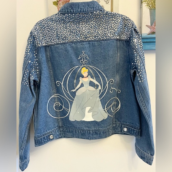 Disney Parks 2025 Cinderella 75th Anniversary Denim Jean Jacket Sequin - Picture 2 of 6